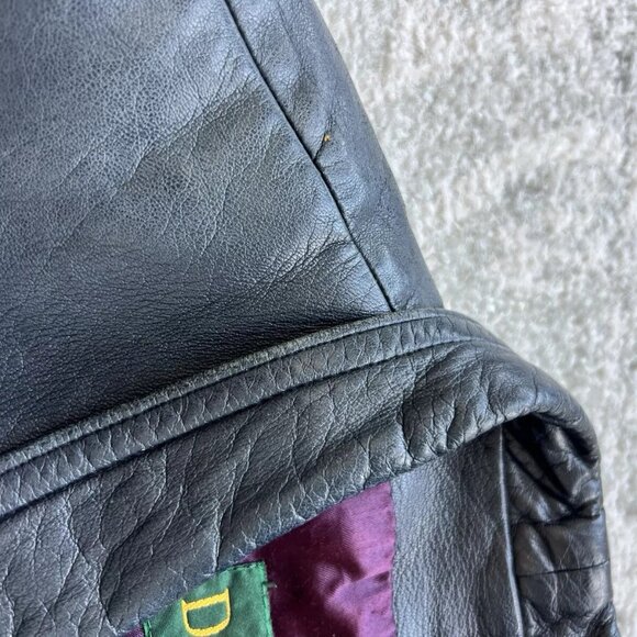 Vintage 1980s Padded Shoulder Black Leather Jacket, Danier - Picture 6 of 15